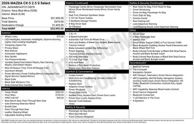 2026 Mazda Mazda CX-5 2.5 S Select AWD