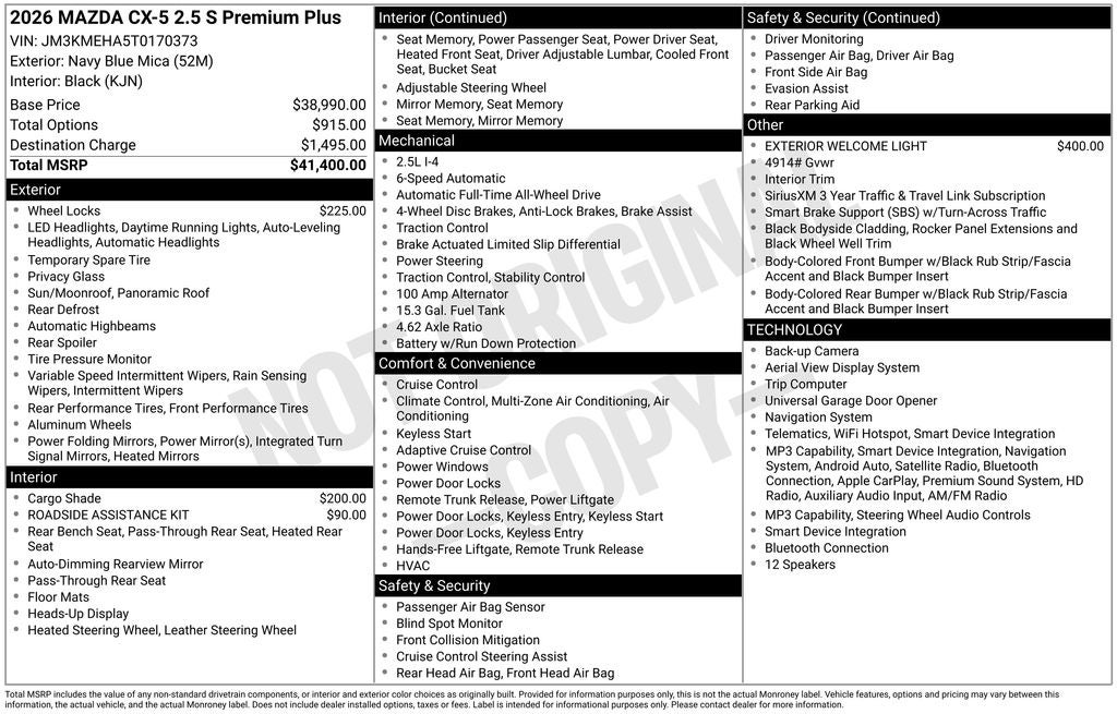 2026 Mazda Mazda CX-5 2.5 S Premium Plus AWD